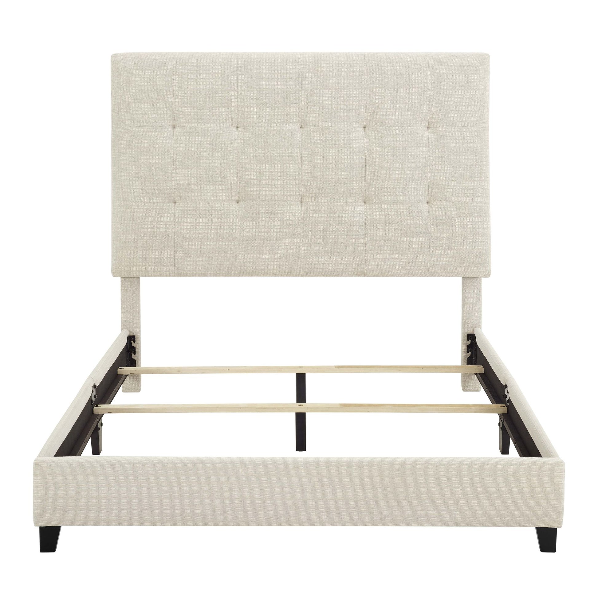 Queen Size Beige Tufted Upholstered Platform Bed image 7