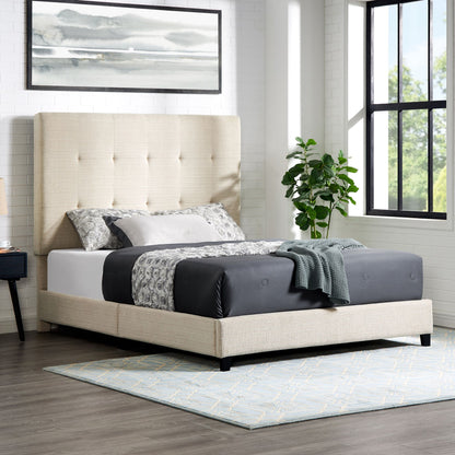 Queen Size Beige Tufted Upholstered Platform Bed image 4
