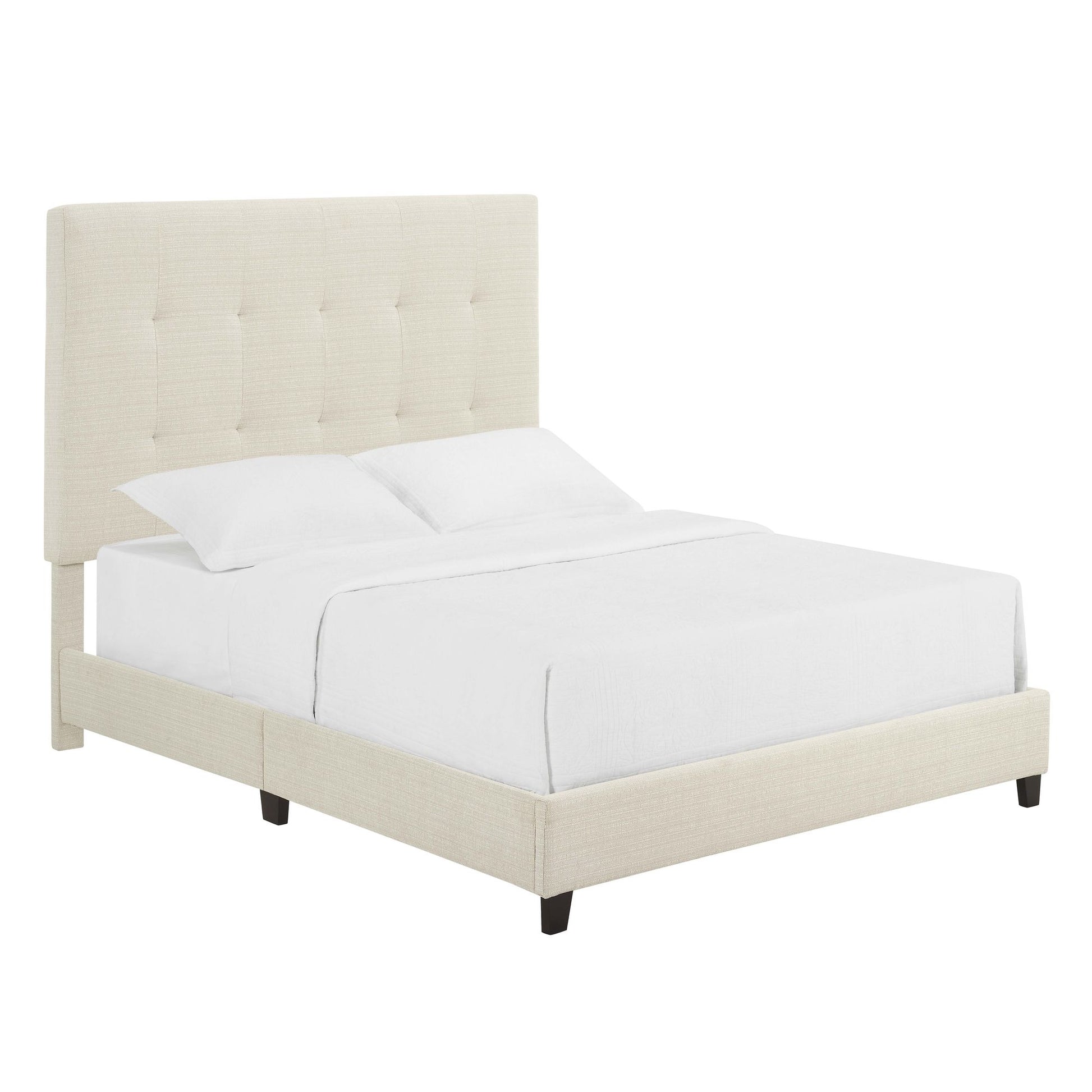 Queen Size Beige Tufted Upholstered Platform Bed image 6