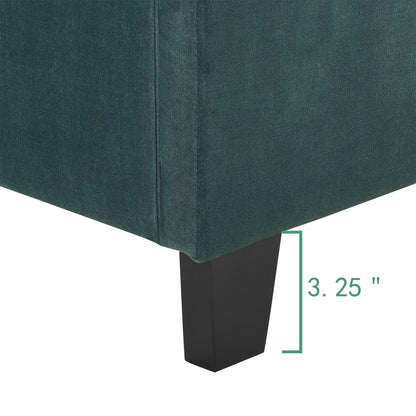 Queen Size Green Velvet Tufted Upholstered Platform Bed image 16