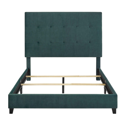 Queen Size Green Velvet Tufted Upholstered Platform Bed image 7