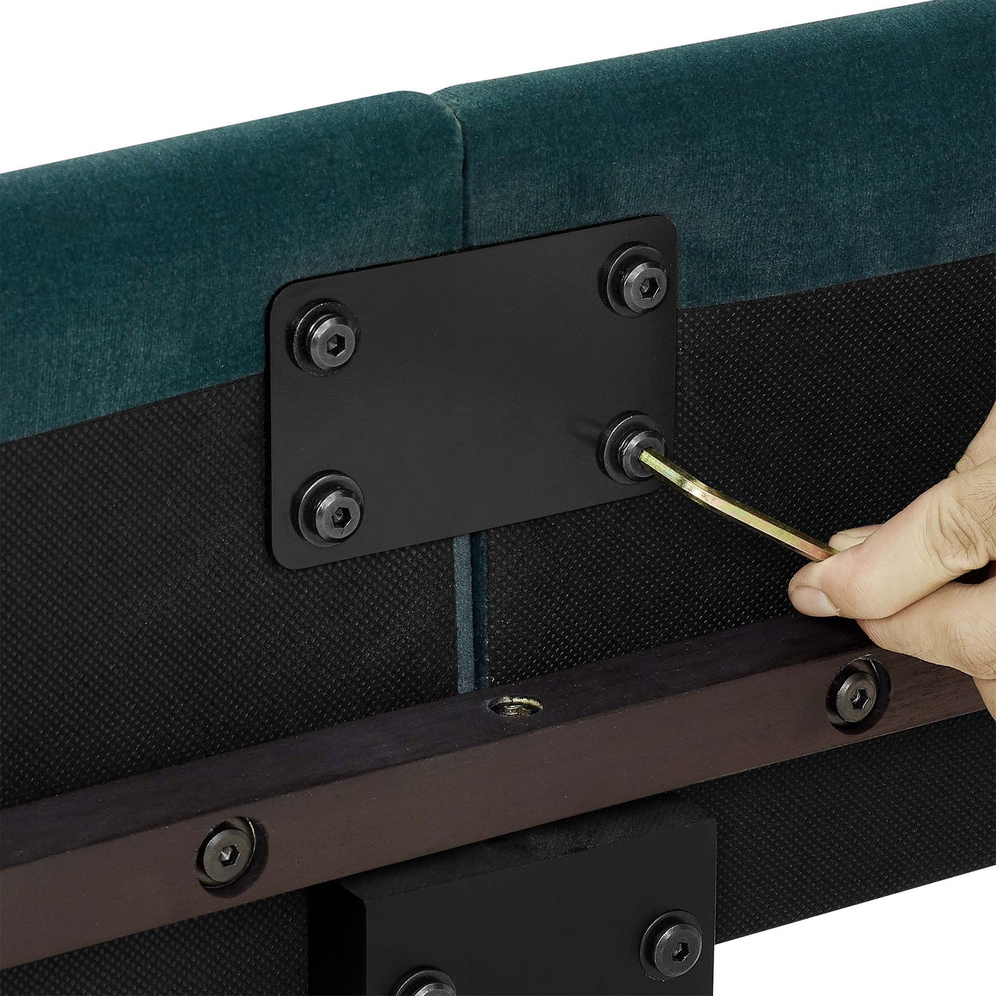 Queen Size Green Velvet Tufted Upholstered Platform Bed image 12