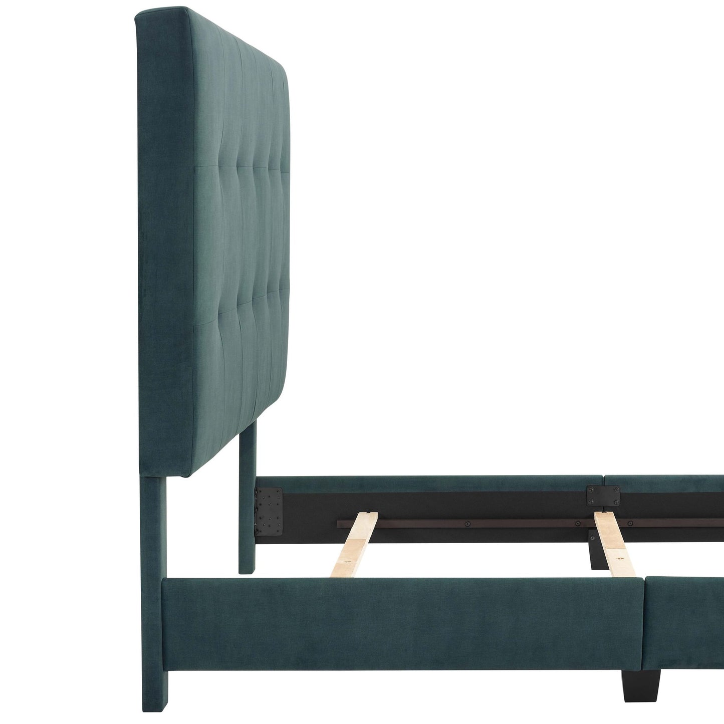 Queen Size Green Velvet Tufted Upholstered Platform Bed image 9