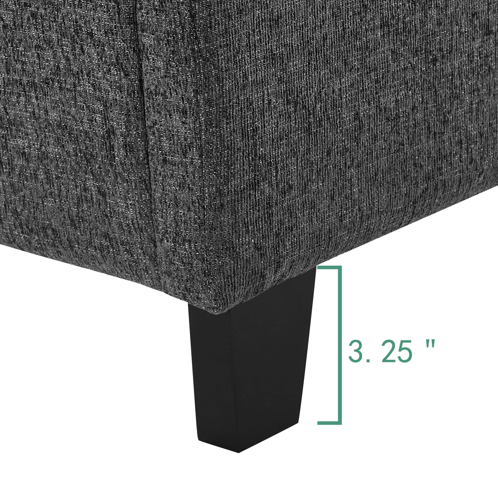 Queen Size Grey Squares Upholstered Platform Bed image 16