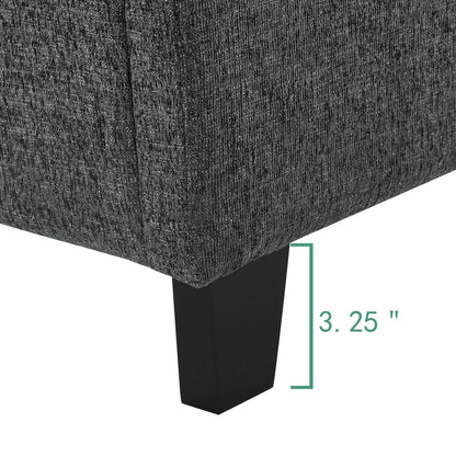Queen Size Grey Squares Upholstered Platform Bed image 16