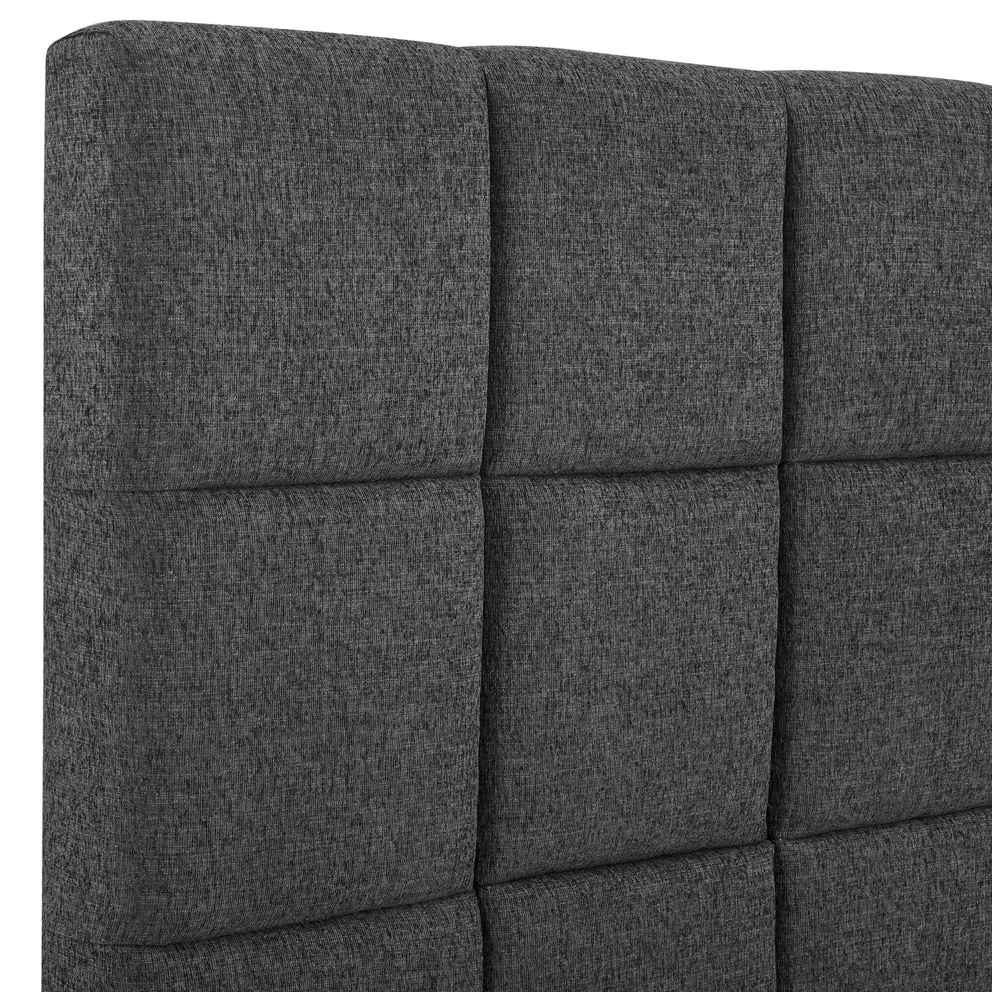 Queen Size Grey Squares Upholstered Platform Bed image 9