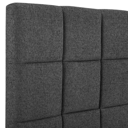 Queen Size Grey Squares Upholstered Platform Bed image 9
