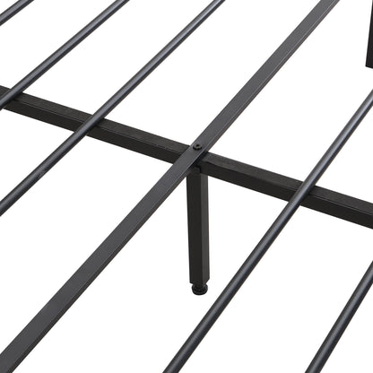 Queen Size Metal Platform Bed Frame with upholstery storage function Headboard and USB LINER and Footboard with drawers  image 12