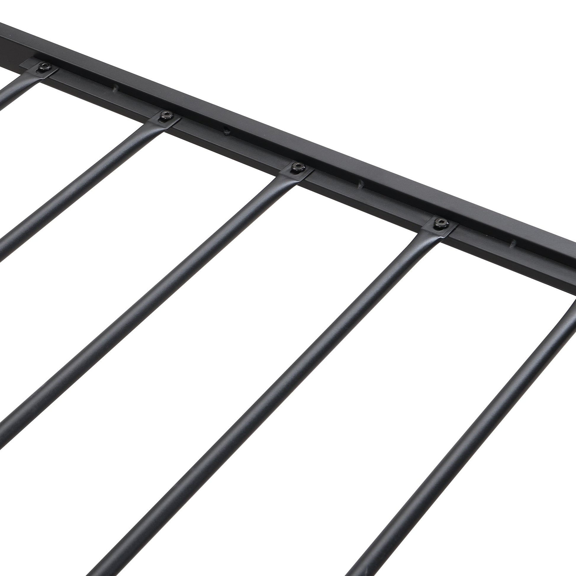 Queen Size Metal Platform Bed Frame with upholstery storage function Headboard and USB LINER and Footboard with drawers  image 13