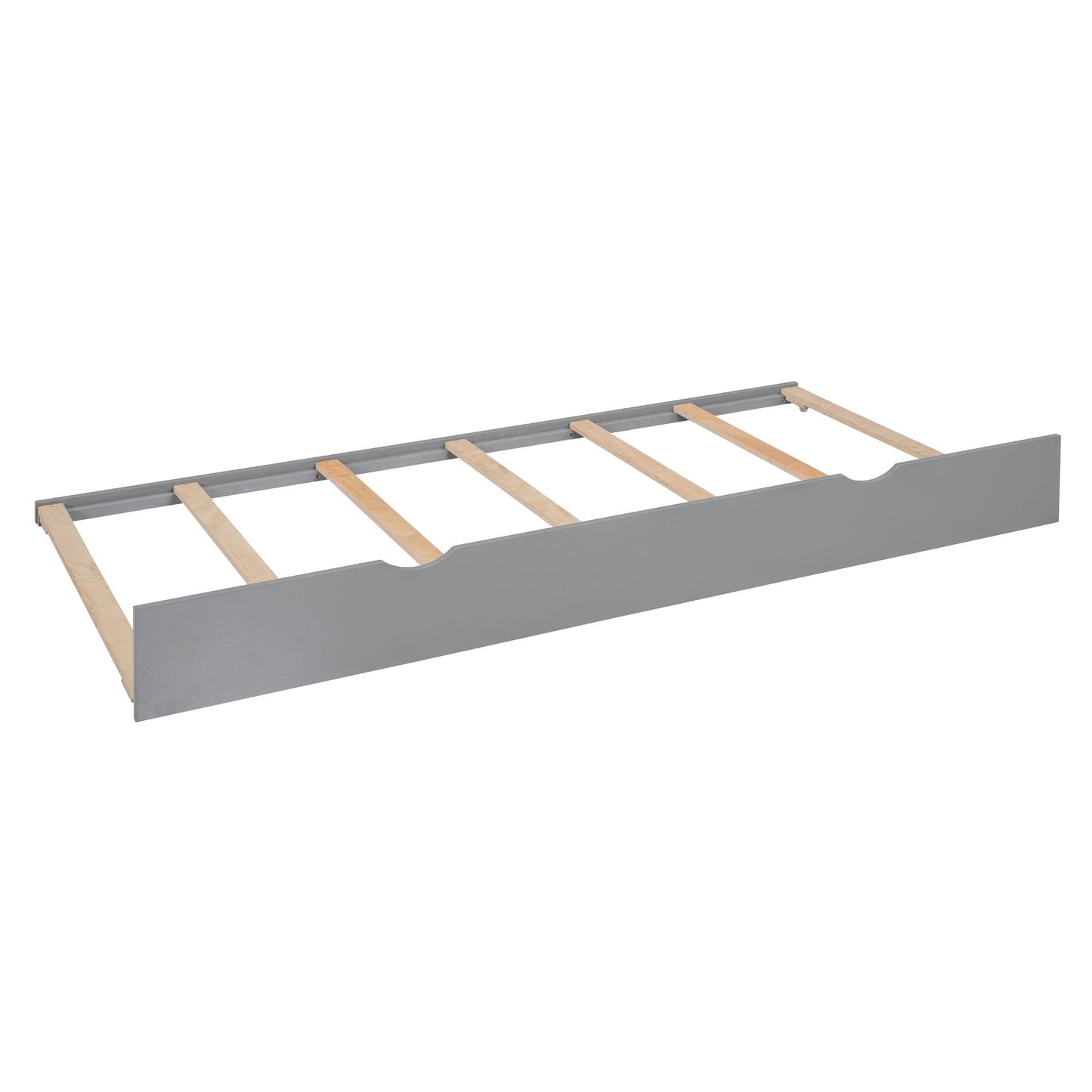 Queen Size Wooden Bed With All-in-One Cabinet, Shelf and Sockets,Twin XL Trundle, Gray image 11