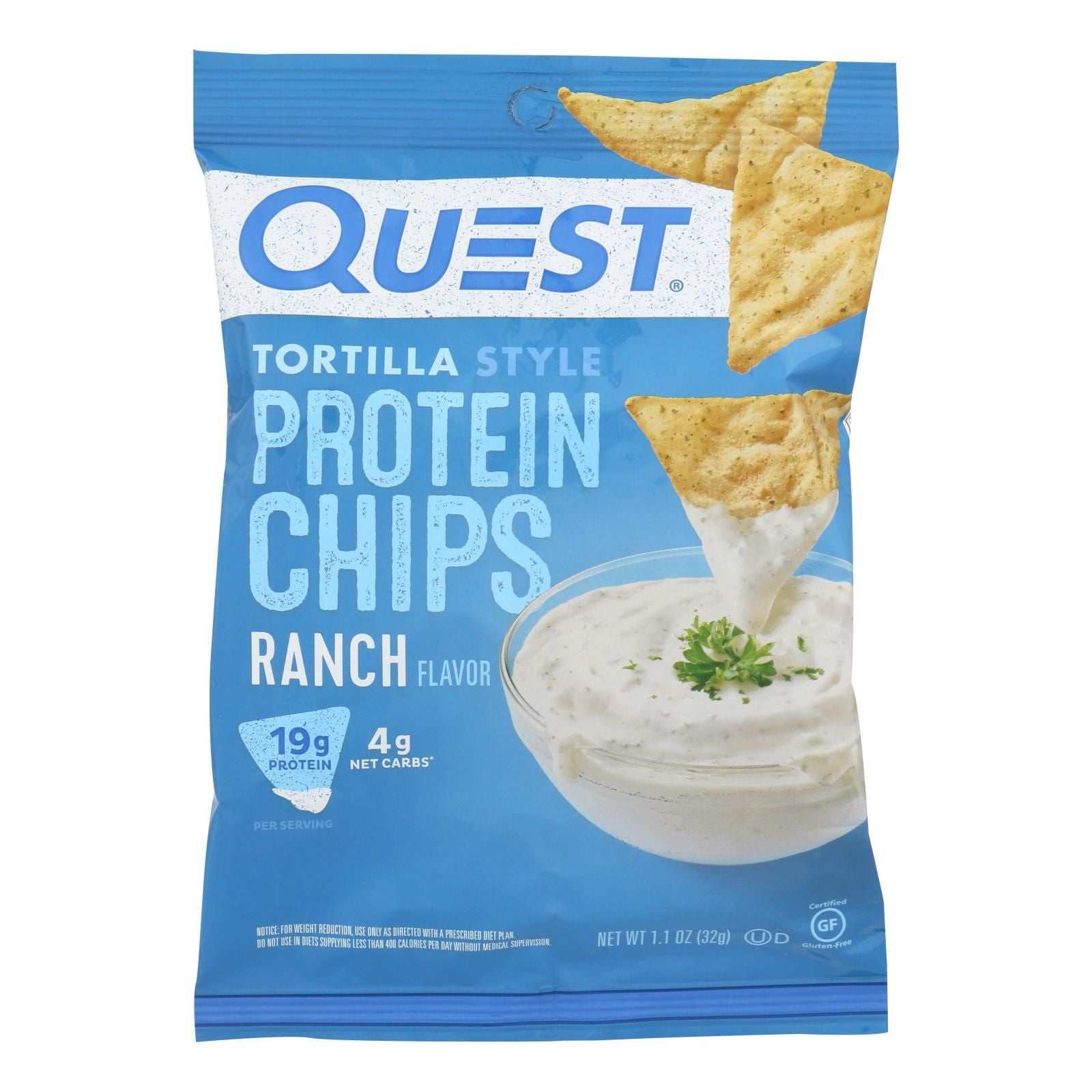 Quest Nutrition Ranch Tortilla Style Protein Chips, Ranch - Case Of 8 - 1.1 Oz image 1