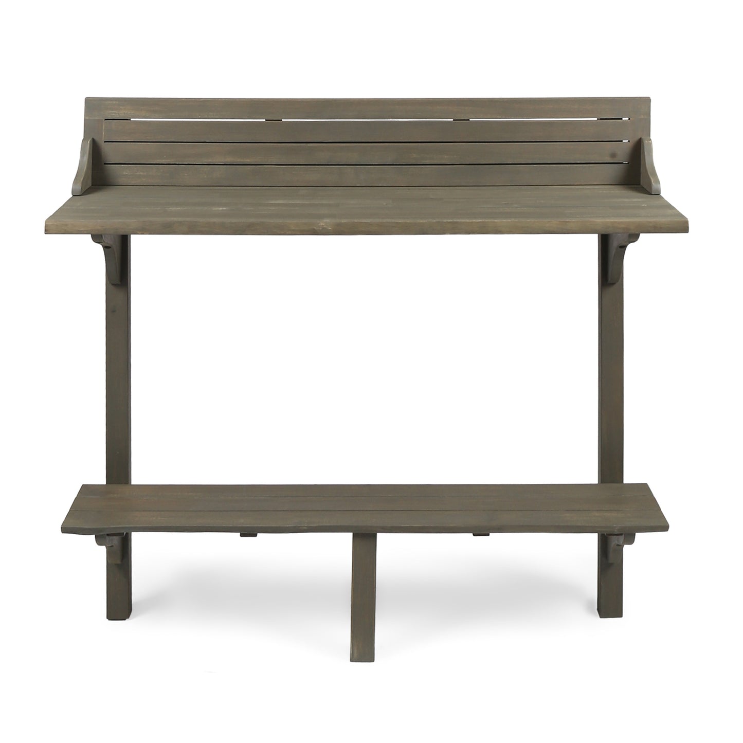 3-Piece Balcony Bar Set with Bottom Shelf Table and 2 Stools, Grey Finish image 9