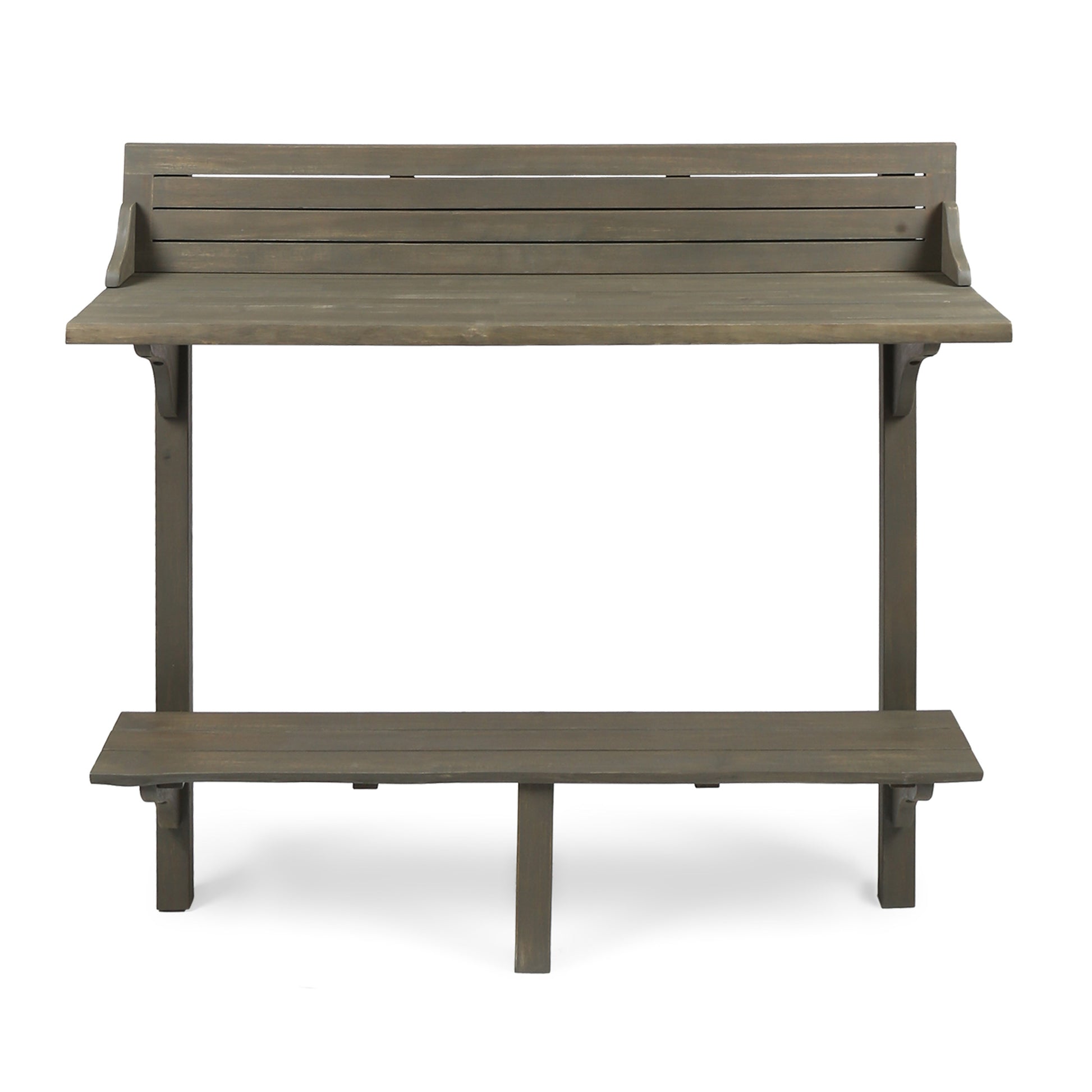 3-Piece Balcony Bar Set with Bottom Shelf Table and 2 Stools, Grey Finish image 9