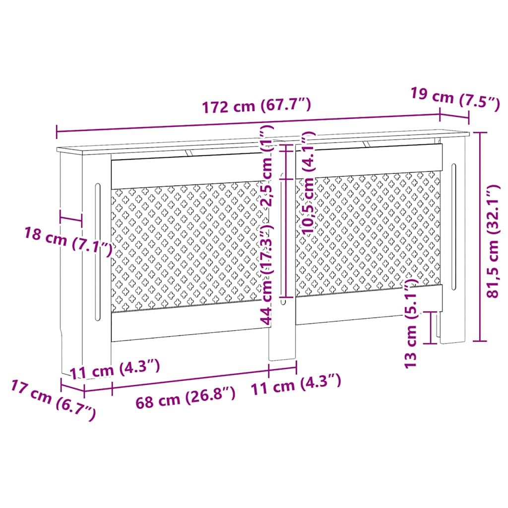 Radiator Cover 67.7"x7.5"x32.1" MDF image 9