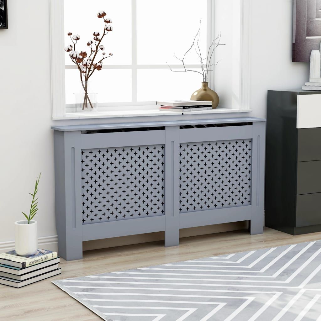 Radiator Cover Anthracite 59.8"x7.5"x32.1" MDF image 1