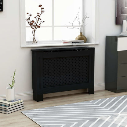 Radiator Cover Black 44.1"x7.5"x32.1" MDF image 1