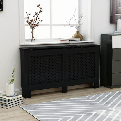 Radiator Cover Black 59.8"x7.5"x32.1" MDF image 1