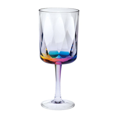 Rainbow Diamond Plastic Wine Glasses Set of 4 (16oz), BPA Free Acrylic Wine Glass Set, Unbreakable Red Wine Glasses, Whi image 1