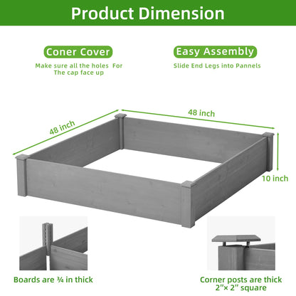 Raised Garden Bed 48x48x10'', Outdoor Wood Planter Box Over Floor, Tool-Free Assembly image 6