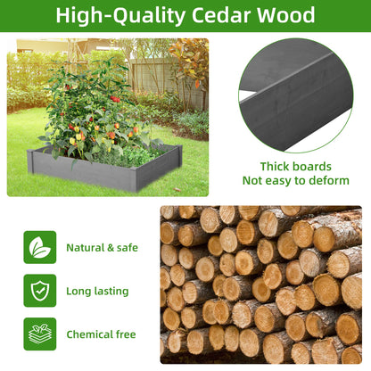 Raised Garden Bed 48x48x10'', Outdoor Wood Planter Box Over Floor, Tool-Free Assembly image 5
