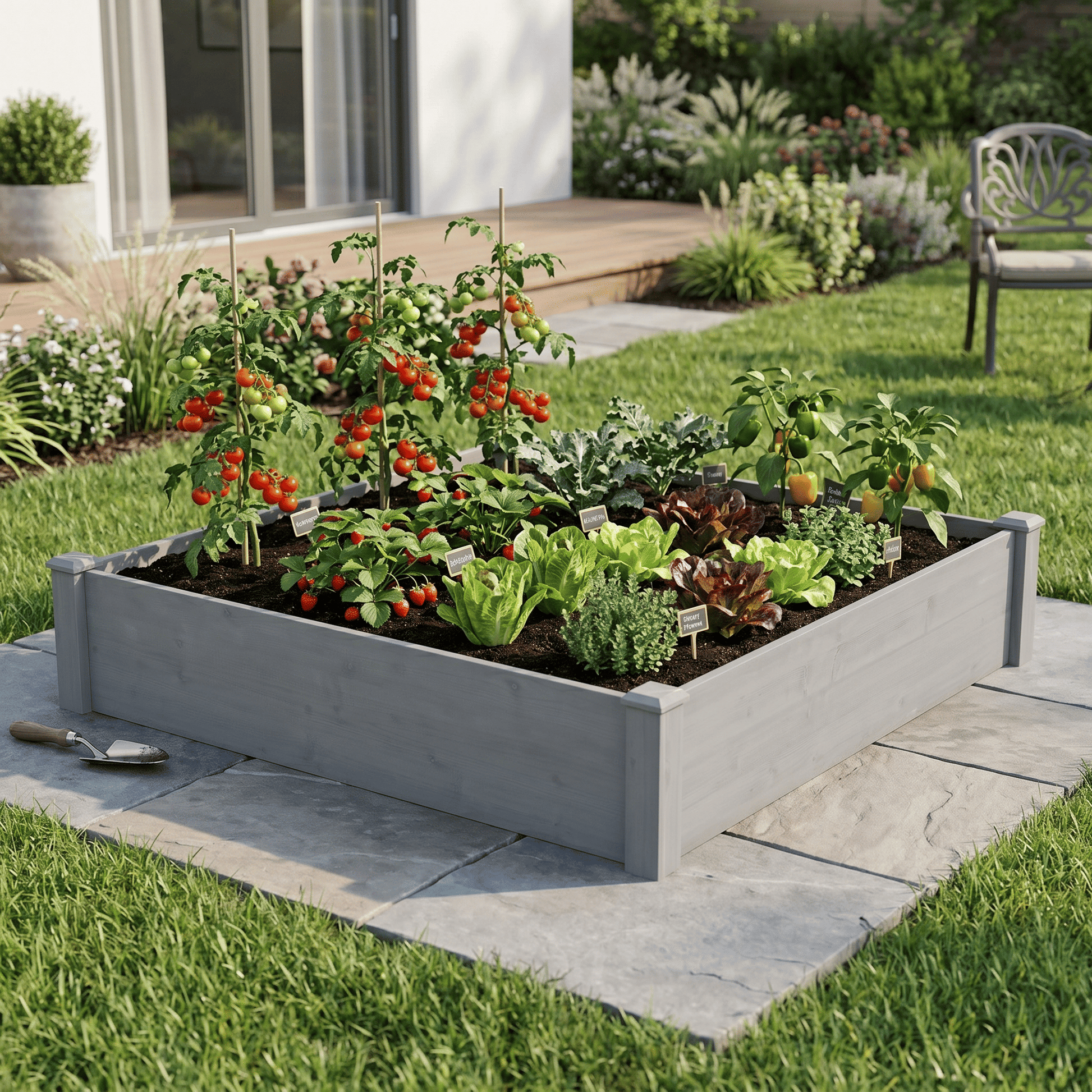 Raised Garden Bed 48x48x10'', Outdoor Wood Planter Box Over Floor, Tool-Free Assembly image 2