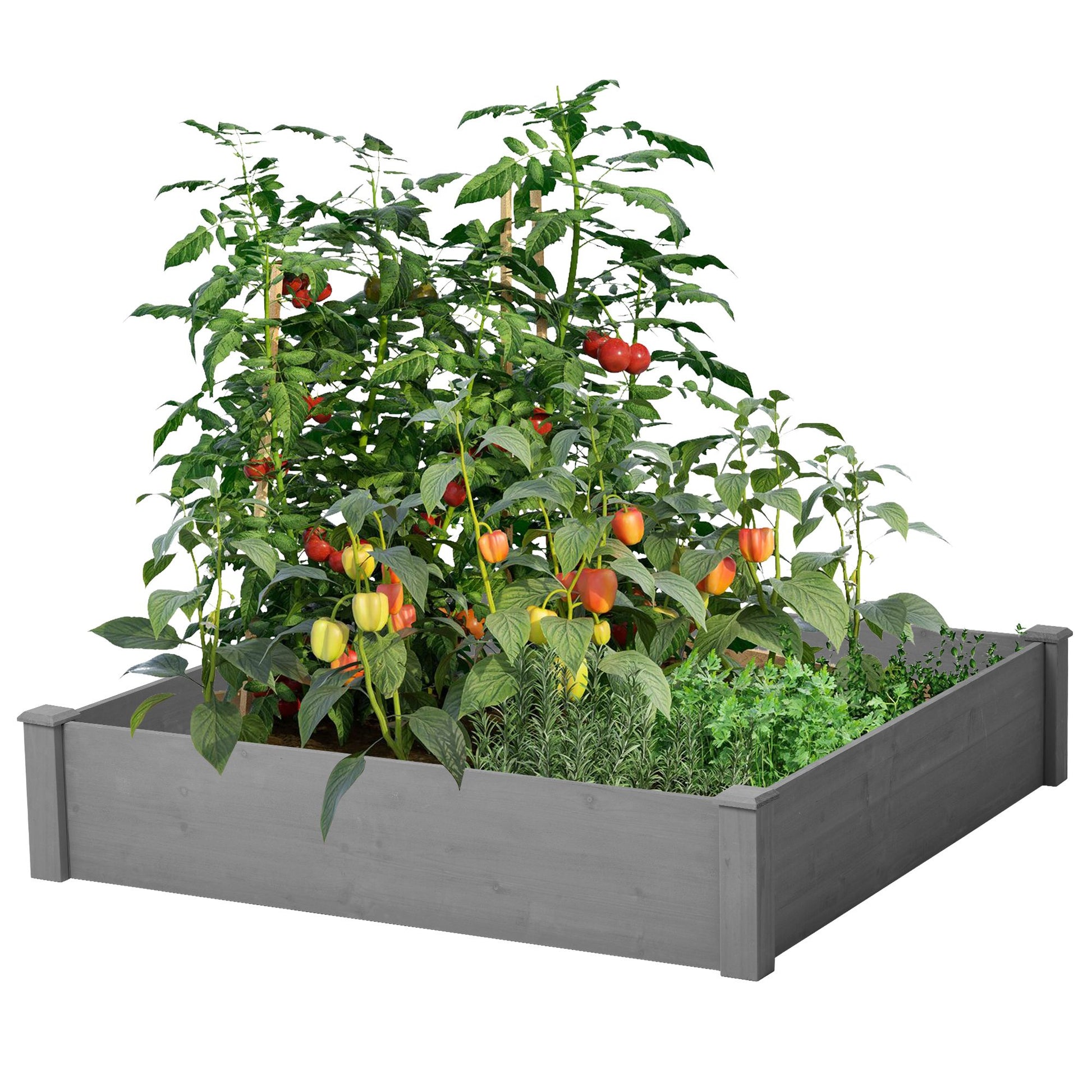 Raised Garden Bed 48x48x10'', Outdoor Wood Planter Box Over Floor, Tool-Free Assembly image 4