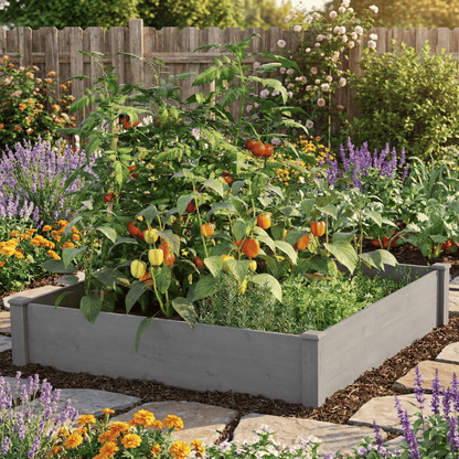 Raised Garden Bed 48x48x10'', Outdoor Wood Planter Box Over Floor, Tool-Free Assembly image 3