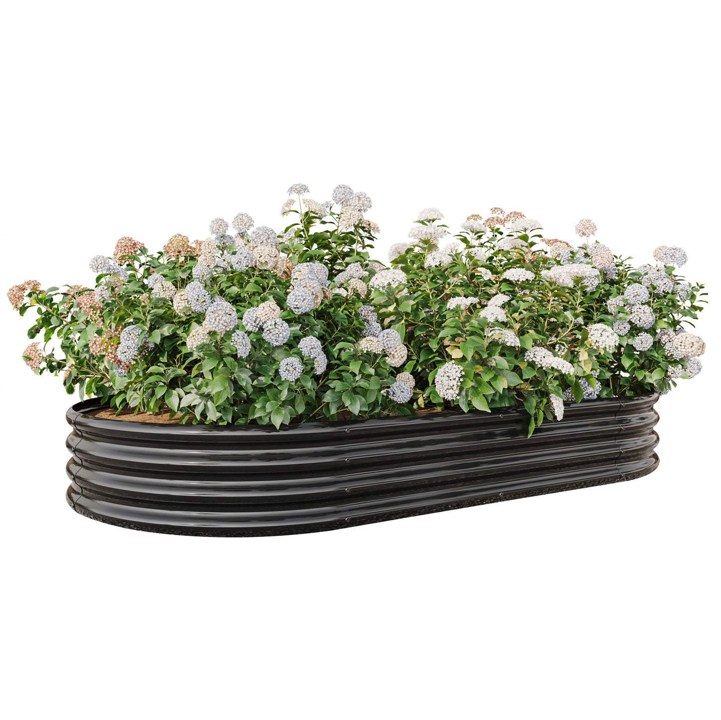 Raised Garden Bed Outdoor, Oval Large Metal Raised Planter Bed for for Plants, Vegetables, and Flowers - Black image 11