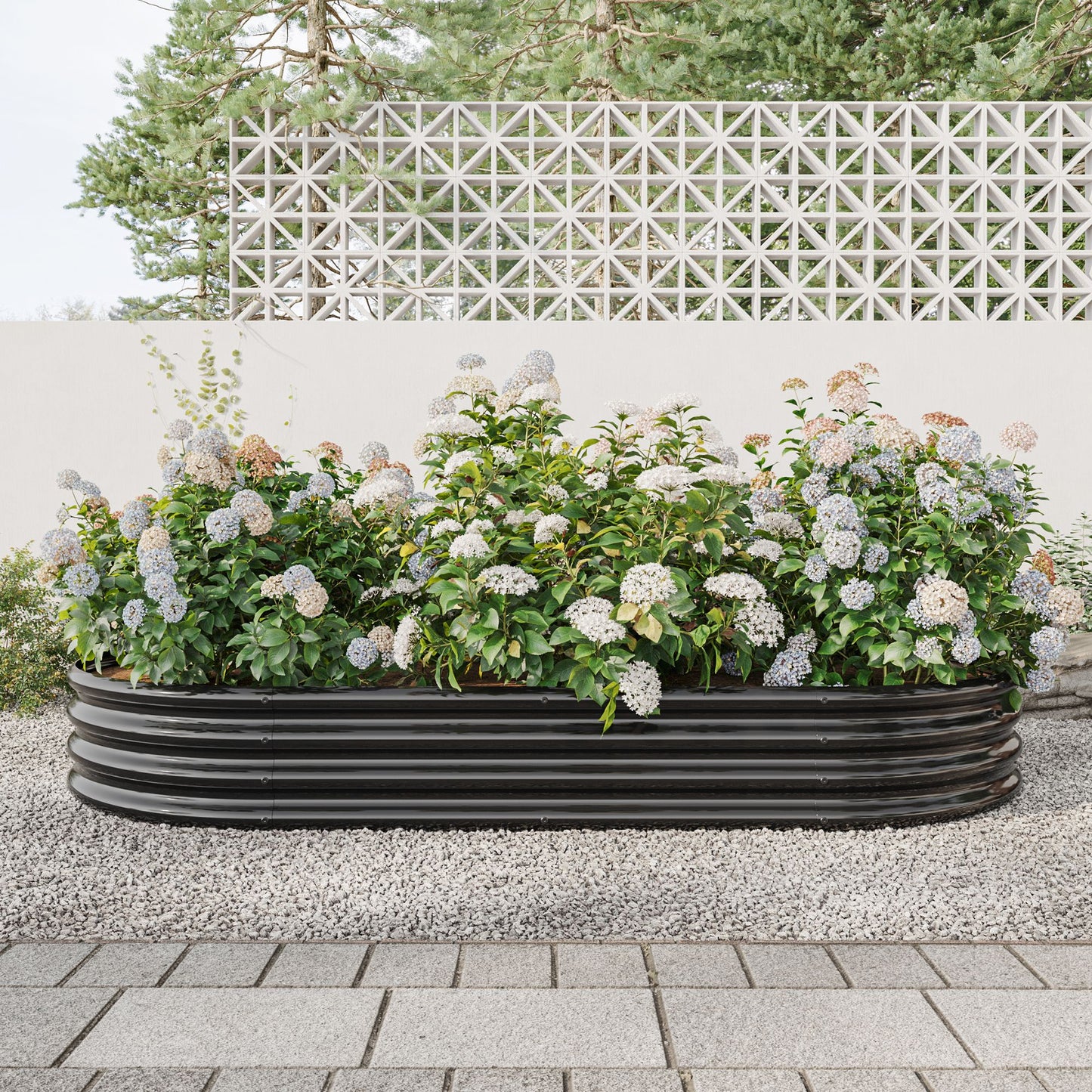 Raised Garden Bed Outdoor, Oval Large Metal Raised Planter Bed for for Plants, Vegetables, and Flowers - Black image 2