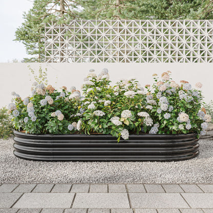 Raised Garden Bed Outdoor, Oval Large Metal Raised Planter Bed for for Plants, Vegetables, and Flowers - Black image 2