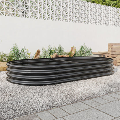 Raised Garden Bed Outdoor, Oval Large Metal Raised Planter Bed for for Plants, Vegetables, and Flowers - Black image 9