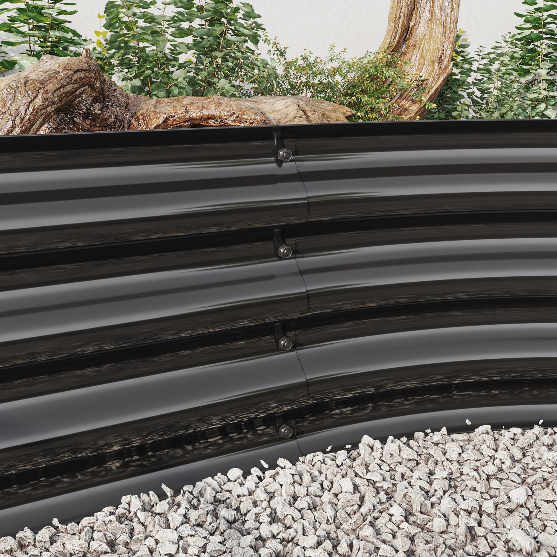 Raised Garden Bed Outdoor, Oval Large Metal Raised Planter Bed for for Plants, Vegetables, and Flowers - Black image 3
