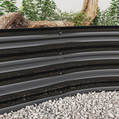 Raised Garden Bed Outdoor, Oval Large Metal Raised Planter Bed for for Plants, Vegetables, and Flowers - Black image 3