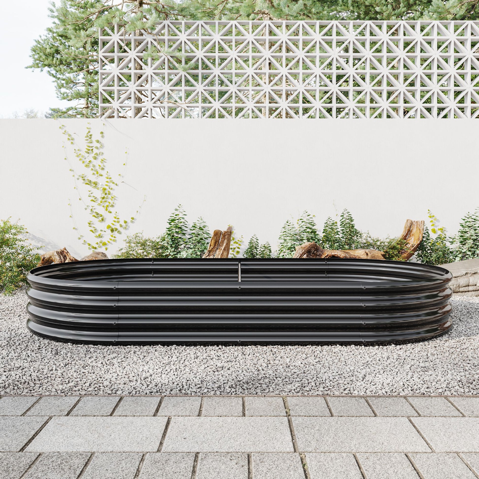 Raised Garden Bed Outdoor, Oval Large Metal Raised Planter Bed for for Plants, Vegetables, and Flowers - Black image 1