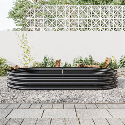 Raised Garden Bed Outdoor, Oval Large Metal Raised Planter Bed for for Plants, Vegetables, and Flowers - Black image 1