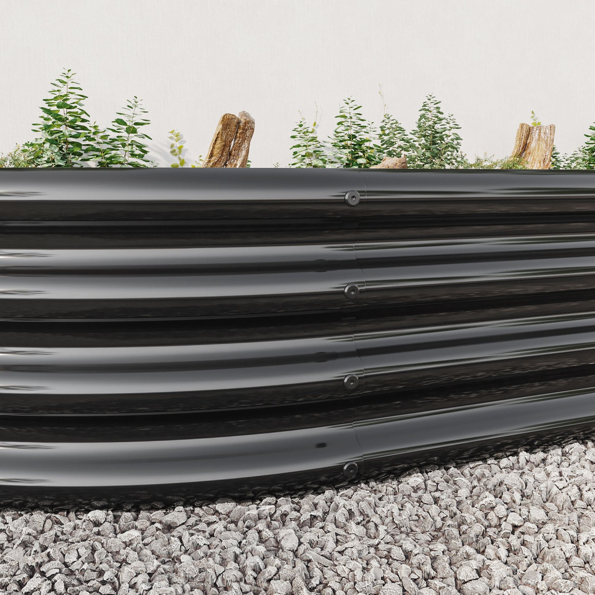 Raised Garden Bed Outdoor, Oval Large Metal Raised Planter Bed for for Plants, Vegetables, and Flowers - Black image 7