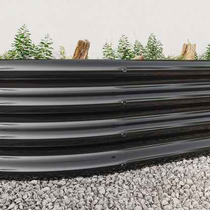 Raised Garden Bed Outdoor, Oval Large Metal Raised Planter Bed for for Plants, Vegetables, and Flowers - Black image 7