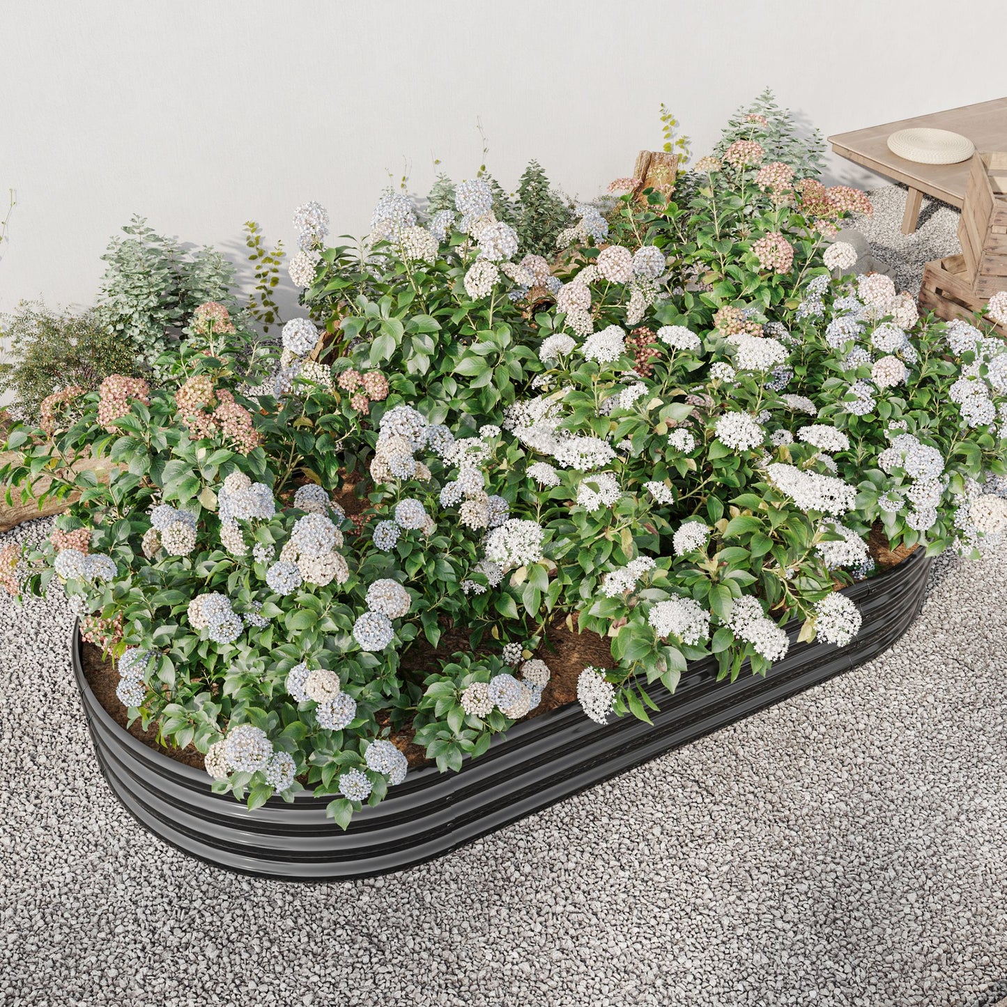 Raised Garden Bed Outdoor, Oval Large Metal Raised Planter Bed for for Plants, Vegetables, and Flowers - Black image 6
