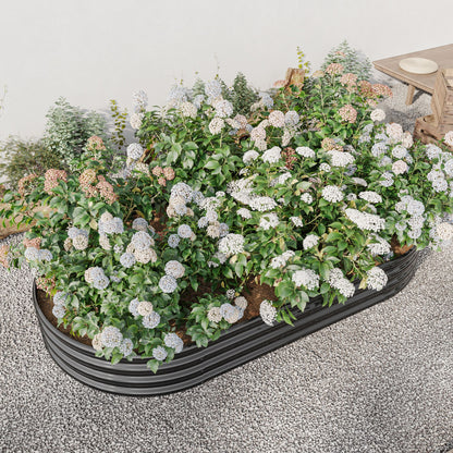 Raised Garden Bed Outdoor, Oval Large Metal Raised Planter Bed for for Plants, Vegetables, and Flowers - Black image 6