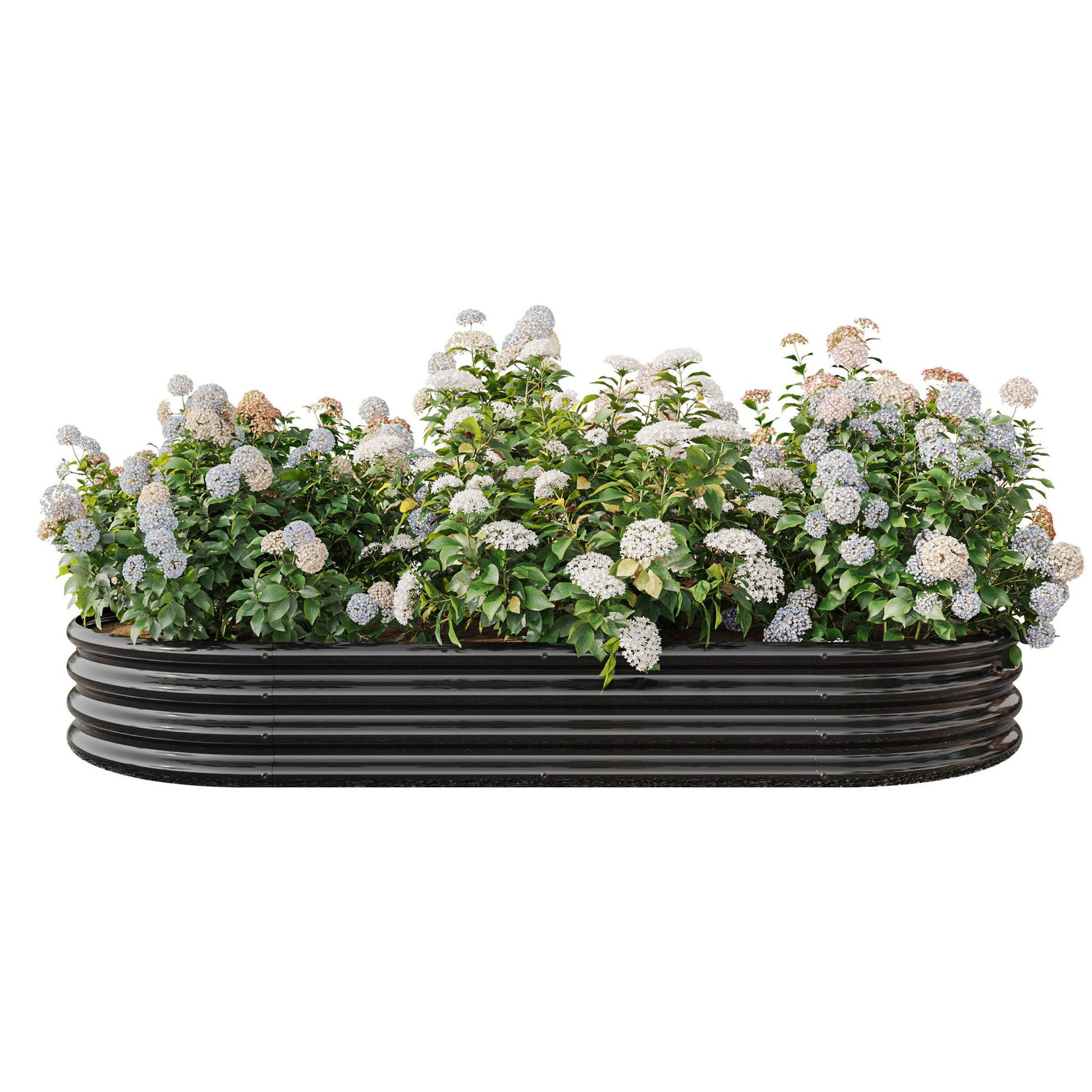 Raised Garden Bed Outdoor, Oval Large Metal Raised Planter Bed for for Plants, Vegetables, and Flowers - Black image 10