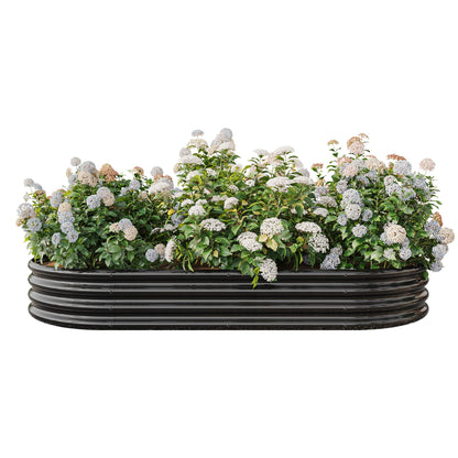 Raised Garden Bed Outdoor, Oval Large Metal Raised Planter Bed for for Plants, Vegetables, and Flowers - Black image 10