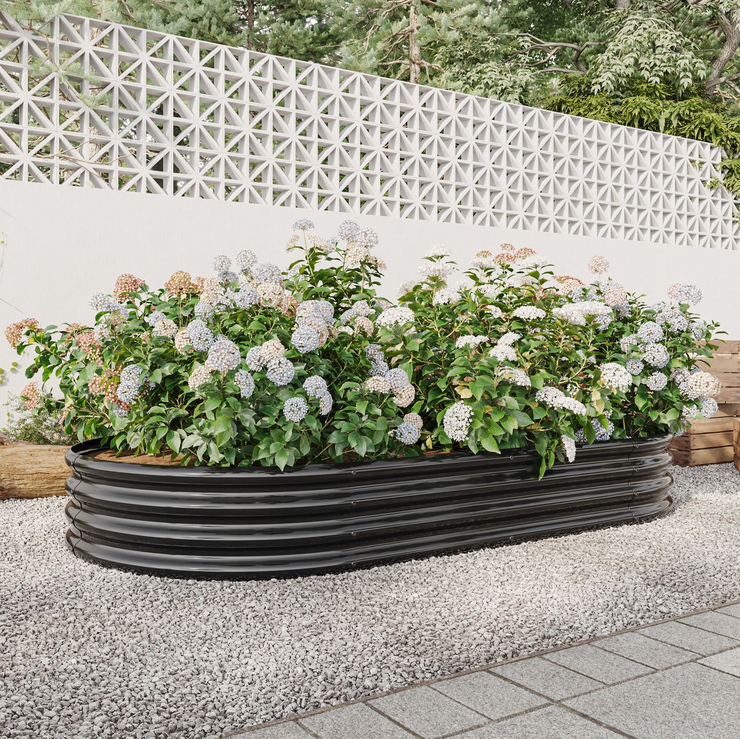 Raised Garden Bed Outdoor, Oval Large Metal Raised Planter Bed for for Plants, Vegetables, and Flowers - Black image 8