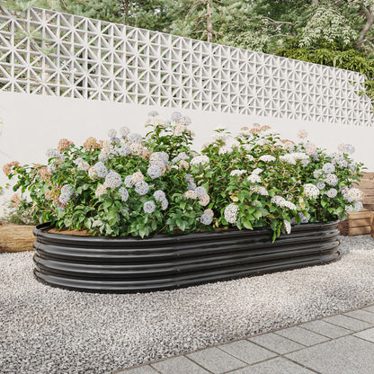 Raised Garden Bed Outdoor, Oval Large Metal Raised Planter Bed for for Plants, Vegetables, and Flowers - Black image 8