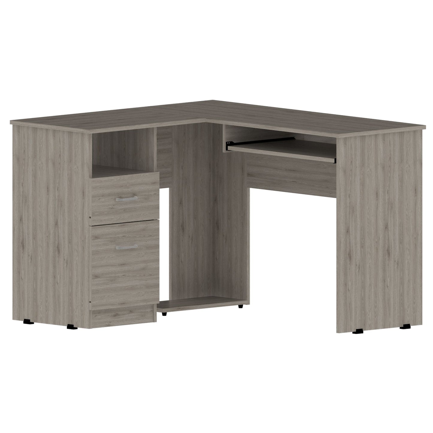Raleigh L-Shaped Desk, Two Drawers, One Shelf, CPU Storage image 2