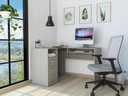 Raleigh L-Shaped Desk, Two Drawers, One Shelf, CPU Storage image 1