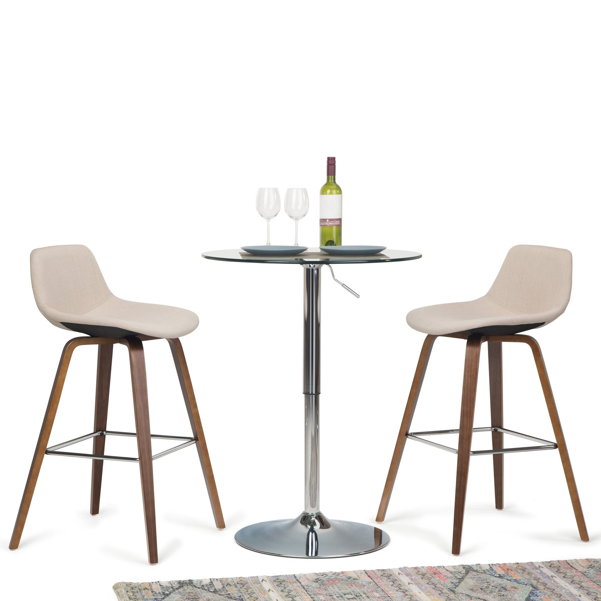 Randolph 28 inch Seat Height Bentwood Counter/Bar Height Stool in Natural Linen Look Fabric (Set of 2) image 9