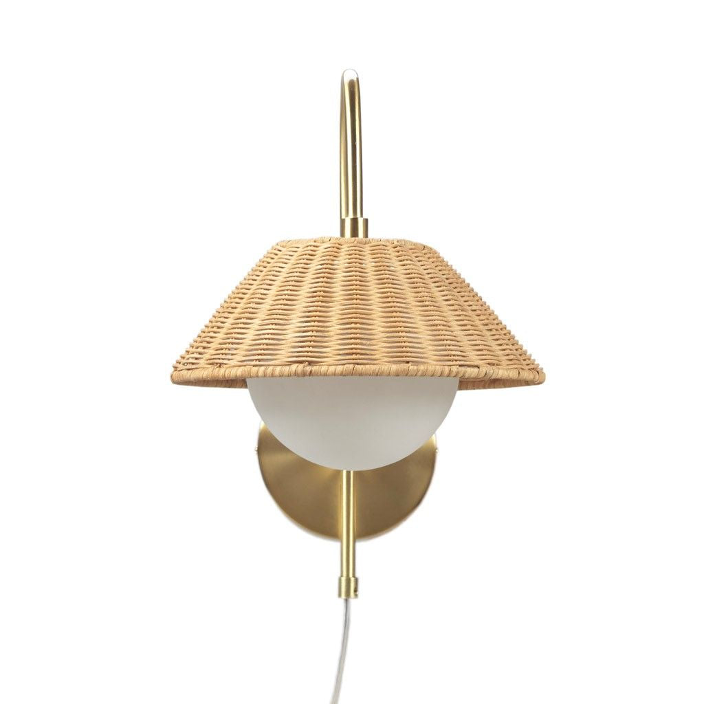 Rattan Weave Wall Sconce side angle view