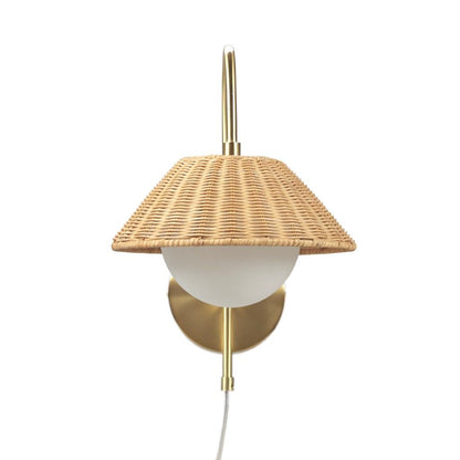 Rattan Weave Wall Sconce side angle view