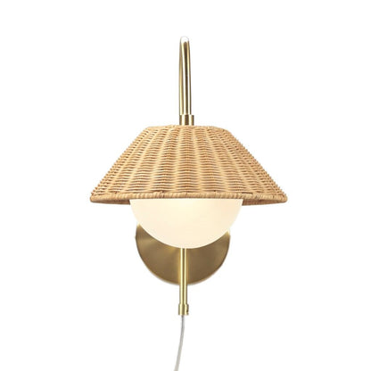 Rattan Weave Wall Sconce in living room setting