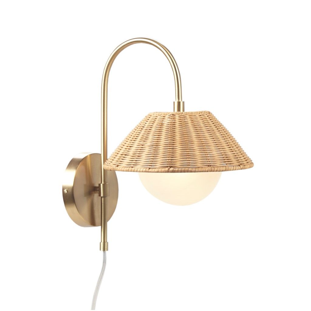 Rattan Weave Wall Sconce dimensions diagram